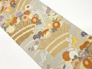 唐織秋草に垣根模様織出し袋帯